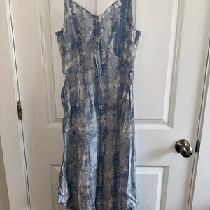 Blue Tie-Dye Sleeveless Dress